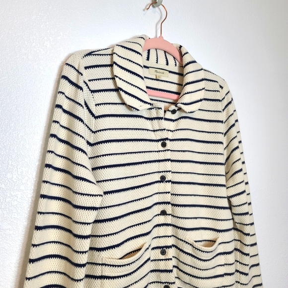 MADEWELL Striped Button-Front Collared Knit Cardigan - Picture 7 of 12